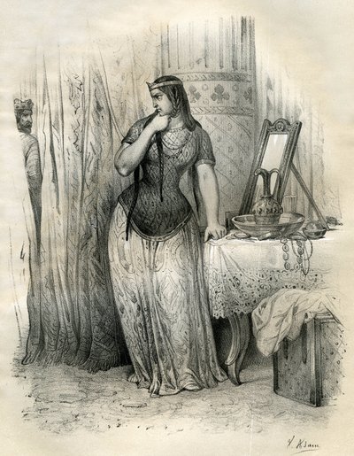 ブリュネハウト（またはブリュネヒルデ、534-613年）567年、アウストラシア王国の女王。王の死後、王国を精力的に統治。ネウストリアの王妃フレネゴンデと対立し、両王国を荒廃させた。リヴリーからクロテールへ（布 作： Victor Adam