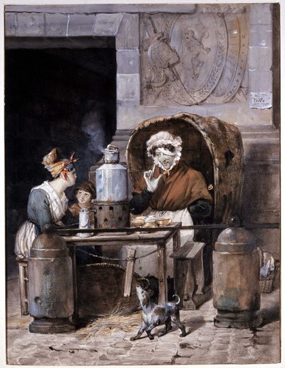 街角のカフェ商人 - by Adam, v.1850 作： Victor Adam