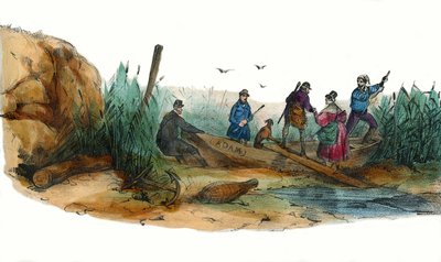 La Lionne, scene de chasse. 「グロテスク・アルバム、傑出したタイプの選択」の中で、Victor Adamのイラスト、パリ、1850年頃。 作： Victor Adam
