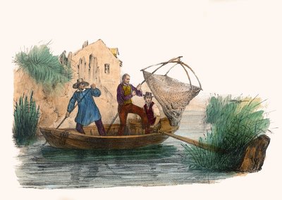 La Peche. ヴィクトル・アダムが描いた「グロテスク・アルバム、傑出したタイプの選択」の中で、1850年頃にパリで制作された。 作： Victor Adam