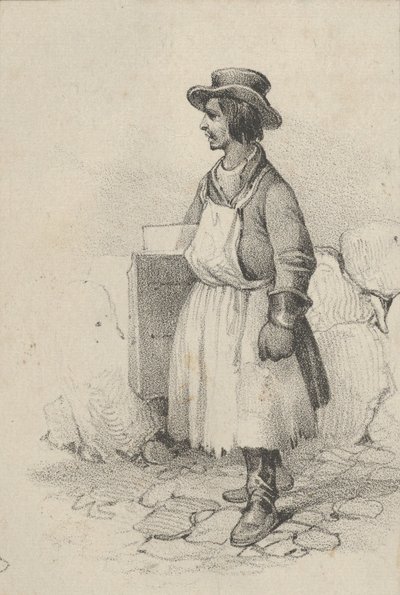 エプロンと帽子をかぶった男性、19 世紀半ば。 作： Victor Adam
