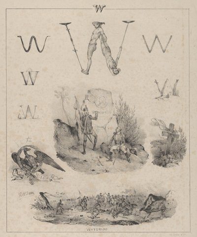 文字 W: ワシントン、ワグラム、ウォータールー、1833 年。 作： Victor Adam