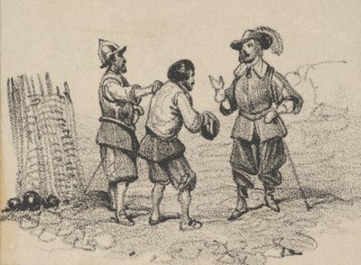 19 世紀半ばの 3 人の男性の言い争い。 作： Victor Adam