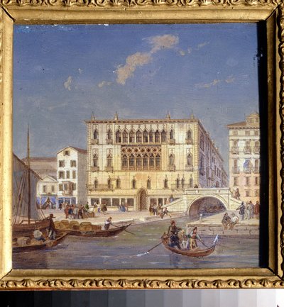 「Vue de Venise: le palais Bernardo」(ベニスの景色。ベルナルド宮) ジャン＝ヴィクトル (ジャン・ヴィクトル) ヴィンセント・アダム (1801-1867) による絵画 19 世紀の州立美術館、トゥーラ、ロシア 作： Victor Adam