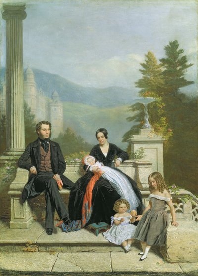 ヘンリーグランビルフィツァランハワードとミンナリヨン、3人の年長の子供、1845 作： Victor Dartiguenave