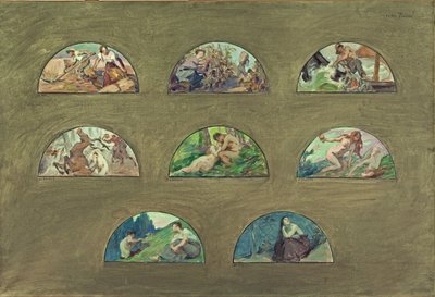 パリのオテル・ド・ヴィル食堂のスケッチ：半円形のスパンドレル、1891年から1892年の間（油彩・カンヴァス 作： Victor Emile Prouve