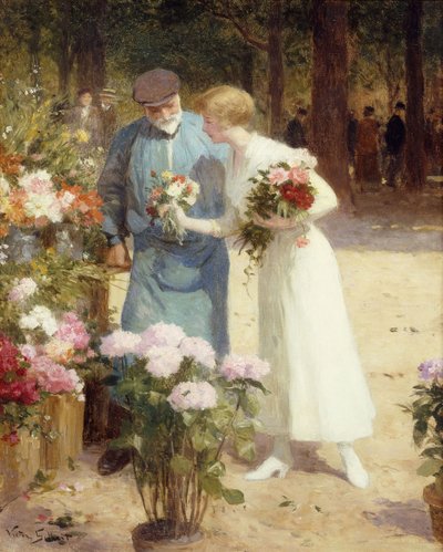 フラワーマーケットで;フラワーマーケットでは、 作： Victor Gabriel Gilbert