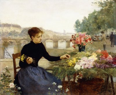 パリのフラワーマーケット 作： Victor Gabriel Gilbert