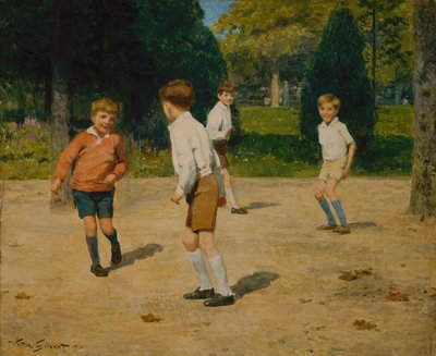 遊んでいる男の子（キャンバスに油彩） 作： Victor Gabriel Gilbert