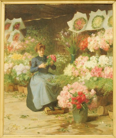 マドレーヌ教会前の花売り 作： Victor Gabriel Gilbert
