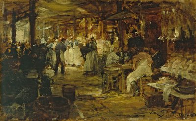 マドレーヌのマルシェ、1890年頃（木に油彩） 作： Victor Gabriel Gilbert