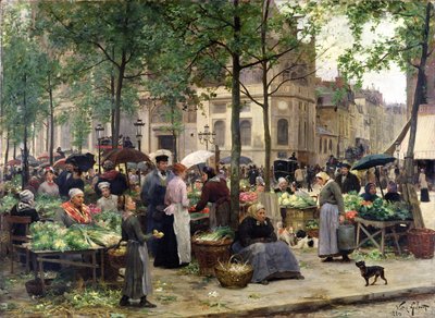 レアールの前の広場、1880 作： Victor Gabriel Gilbert