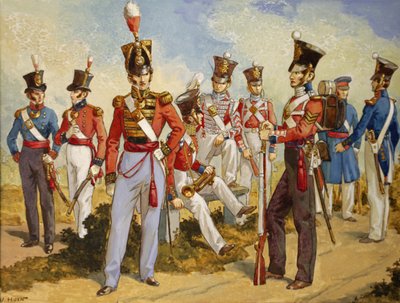 Royal Marines Uniforms 1815-1850、c.1924（紙にトイレ） 作： Victor Huen