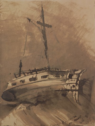 ショッピー海の船、1864年（紙にペンとインクで洗う） 作： Victor Hugo