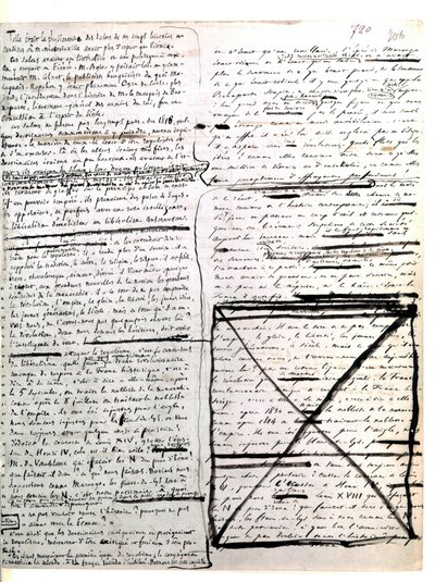 ユゴー作「レ・ミゼラブル」の自筆ページ。1845-1861年（文書（書簡） 作： Victor Hugo