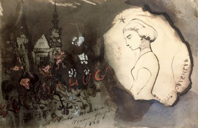 フラクタユベントス、1864年（紙にペンとインク、ガッシュ） 作： Victor Hugo
