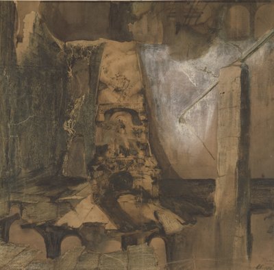 &39;Hic Clavis、Alias Porta&39;、Ruins（ペンとインクで洗い、紙にガッシュを塗る） 作： Victor Hugo