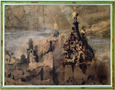 1850年のスペインの思い出（紙にインクウォッシュとガッシュ） 作： Victor Hugo