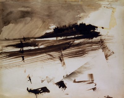 無題、または：島の喚起、1870年（紙にインクとウォッシュ） 作： Victor Hugo