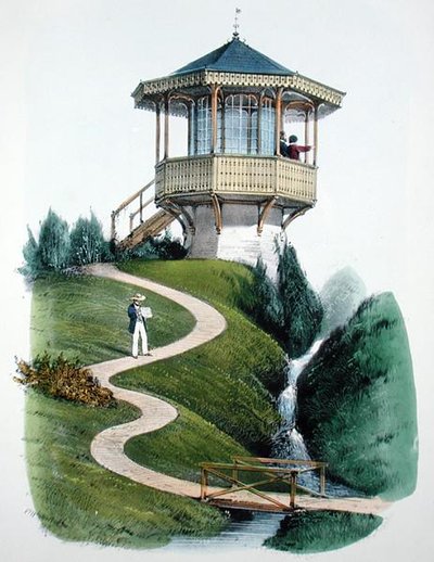 モンティニーのベルヴェデーレ（1855年頃出版の「シャンペトルの住居」より）（クロモリトグラフ 作： Victor Jean Baptiste Petit