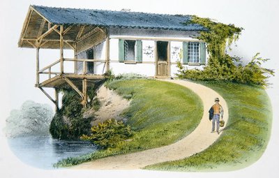 ゲーム・キーパーの家（1895年頃、パリで出版された『シャンペトルの住居』の挿絵）（クロモリト 作： Victor Jean Baptiste (after) Petit