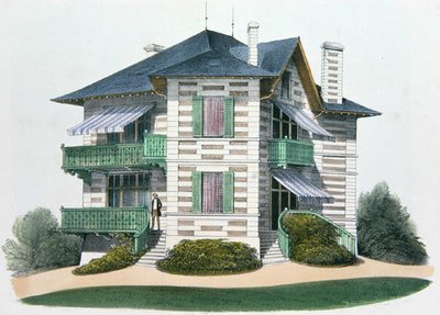 エトレタの家（1895年頃、パリで出版された「シャンペトルの住居」の挿絵）（クロモリト 作： Victor Jean Baptiste (after) Petit