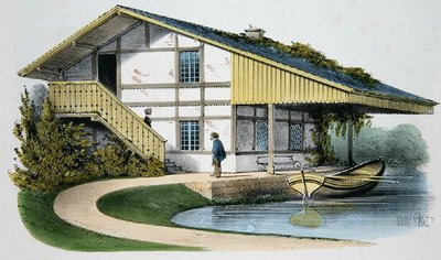 ガラス職人のシャレー（1895年頃、パリで出版された「Habitations Champetres」からのイラスト）（クロモリト 作： Victor Jean Baptiste (after) Petit