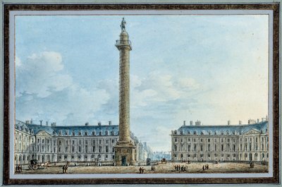 パリのヴァンドーム広場にある鐘楼の眺め ヴィクトル・ジャン・ニコレ（1754-1828）による水彩画 1810年頃 日の丸0,67x0,12 m マルメゾン、ミュゼ・デュ・シャトー 作： Victor Jean Nicolle