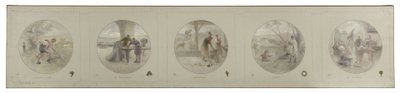 パリ市役所のロバウ・ギャラリーのスケッチ：農業。商業産業芸術。科学、1890年（鉛筆、油彩、キャンバス） 作： Victor Jean Pierre Maziès
