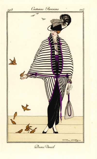 マントとガウンの半喪服の女性 作： Victor Lhuer
