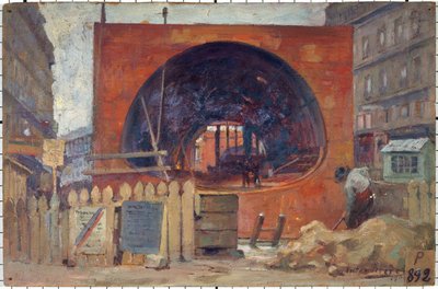 1906年のサン・ミッシェル大通りの工事、11-1906年（油彩） 作： Victor Marec