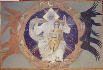聖三位一体、ワルシャワのアレクサンドルネフスキー大聖堂の準備スケッチ、1907 作： Victor Mikhailovich Vasnetsov