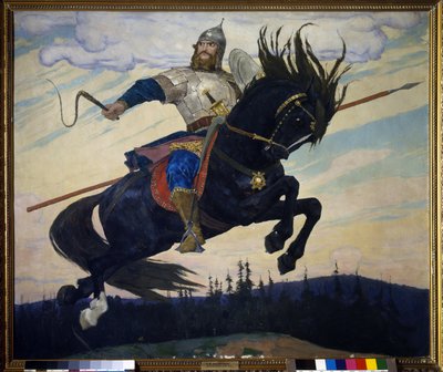 Ilya Muromets (Elie of Murom) (イリヤ・ムロメッツ)。 ロシアの伝説の英雄。 ヴィクトル・ミハイロヴィッチ・ヴァスネツォフ（1848-1926）の絵画、キャンバスに油彩 作： Victor Mikhailovich Vasnetsov