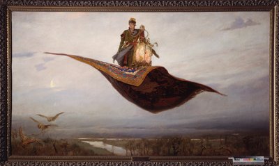 空飛ぶじゅうたんに乗る - ヴィクトル・ミハイロヴィッチ・ヴァスネツォフ (1848-1926) 作、キャンバスに油彩 作： Victor Mikhailovich Vasnetsov