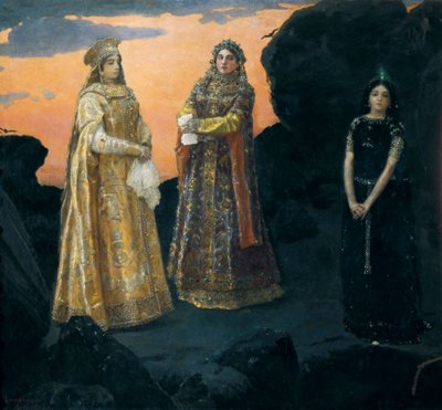 地下王族の3人のツァレヴナ。 ヴィクトル・ヴァスネツォフの絵画 作： Victor Mikhailovich Vasnetsov