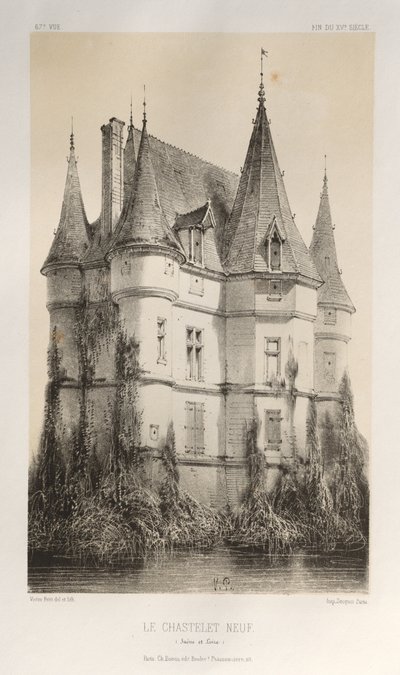 15 世紀の美しい建築物やモニュメント。 そしてXVI。 世紀: 15世紀と16世紀のフランスの城: Pl. 67, Le Chastenet-Neuf Saône et Loire) 作： Victor Petit