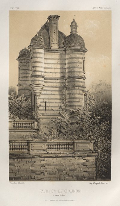15 世紀の美しい建築物やモニュメント。 そしてXVI。 世紀: 15世紀と16世紀のフランスのシャトー 世紀: Pl. 76, Pavillon De Chaumont (Saône et Loire) 作： Victor Petit