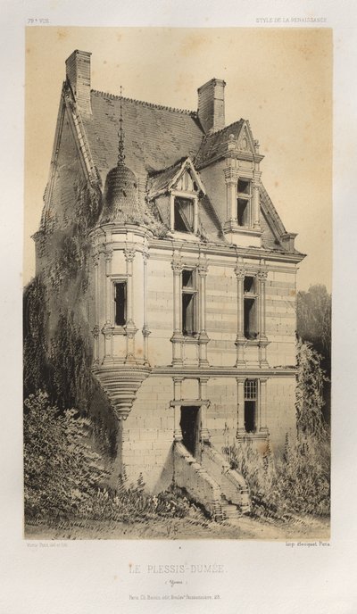 15 世紀の美しい建築物やモニュメント。 そしてXVI。 世紀: 15世紀と16世紀のフランスの城: Pl. 79, Le Plessis-Dumée (ヨンヌ) 作： Victor Petit