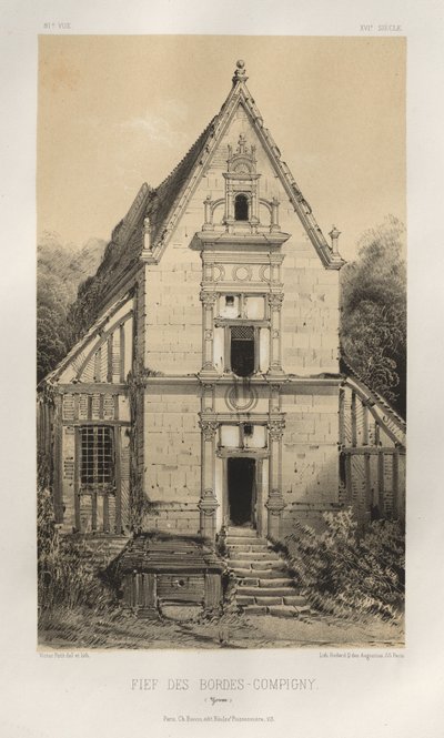 15 世紀の美しい建築物やモニュメント。 そしてXVI。 世紀: 15 世紀と 16 世紀のフランスの城: Pl. 81, FIEf Des Bordes-Compigny (ヨンヌ) 作： Victor Petit