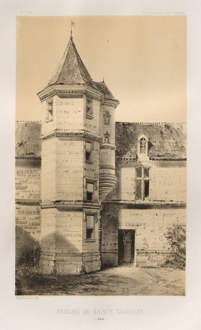 15 世紀の美しい建築物やモニュメント。 そしてXVI。 世紀: 15 世紀と 16 世紀のフランスの城 世紀: Pl. 87、サント ゴードルフ修道院 (ウール) 作： Victor Petit