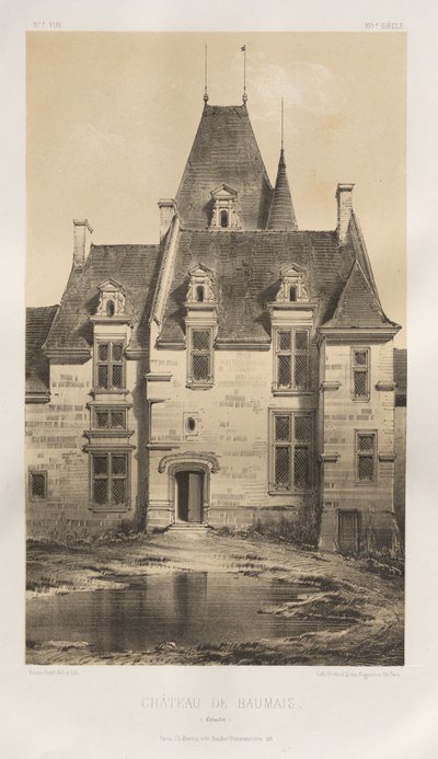 15 世紀の美しい建築物やモニュメント。 そしてXVI。 世紀: 15 世紀と 16 世紀のフランスの城: Pl. 97、シャトー ド ボーメ (カルヴァドス) 作： Victor Petit