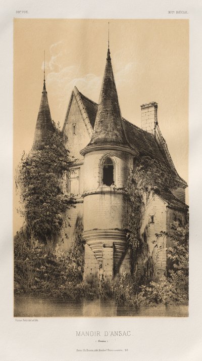 15 世紀の美しい建築物やモニュメント。 そしてXVI。 世紀: 15世紀と16世紀のフランスのシャトー 世紀: Pl. 98, Manoir d