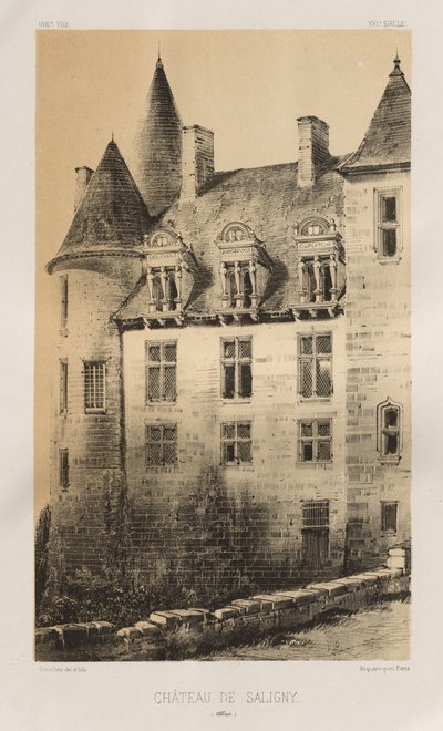 15 世紀の美しい建築物やモニュメント。 そしてXVI。 世紀: 15世紀と16世紀のフランスのシャトー: Pl.100、シャトー・ド・サリニー (アリエ) 作： Victor Petit