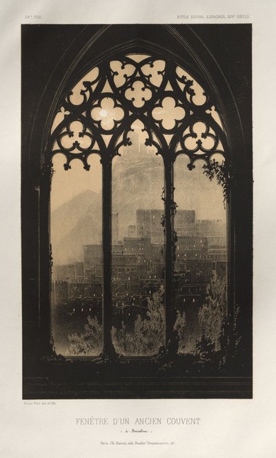 ... Pl 54、バルセロナの古い修道院の窓、1860年。 作： Victor Petit