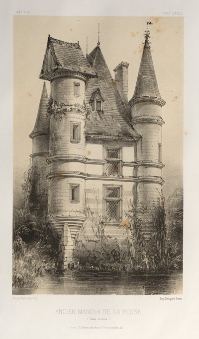 ... Pl 63、ラフォスソーヌエロワールの元マナー、1860年。 作： Victor Petit