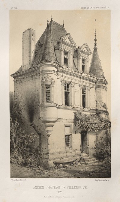 ... Pl 9、元のシャトードヴィルヌーヴヨンヌ、1860。 作： Victor Petit