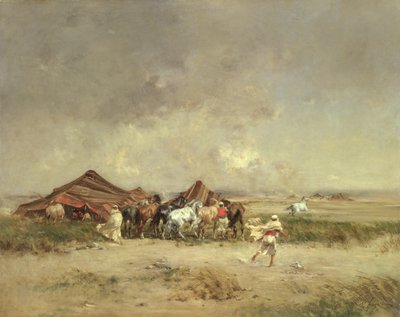 アラブ野営地、1872 作： Victor Pierre Huguet