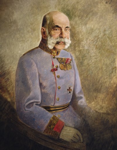オーストリアのフランツ・ヨーゼフ1世、1916年頃（キャンバスに油彩） 作： Vienna Nedomansky Studio