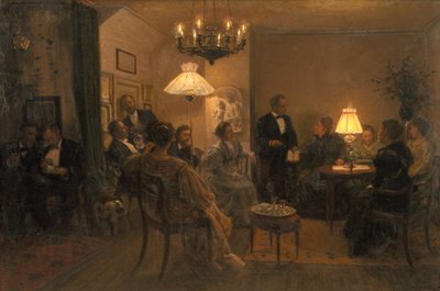 アーティストの家でのイブニング パーティー 作： Viggo Johansen