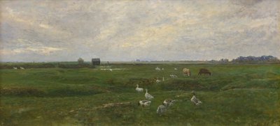 湖畔のガチョウ。 嵐が吹き荒れています。 アマー島、ドラゴア 作： Viggo Johansen